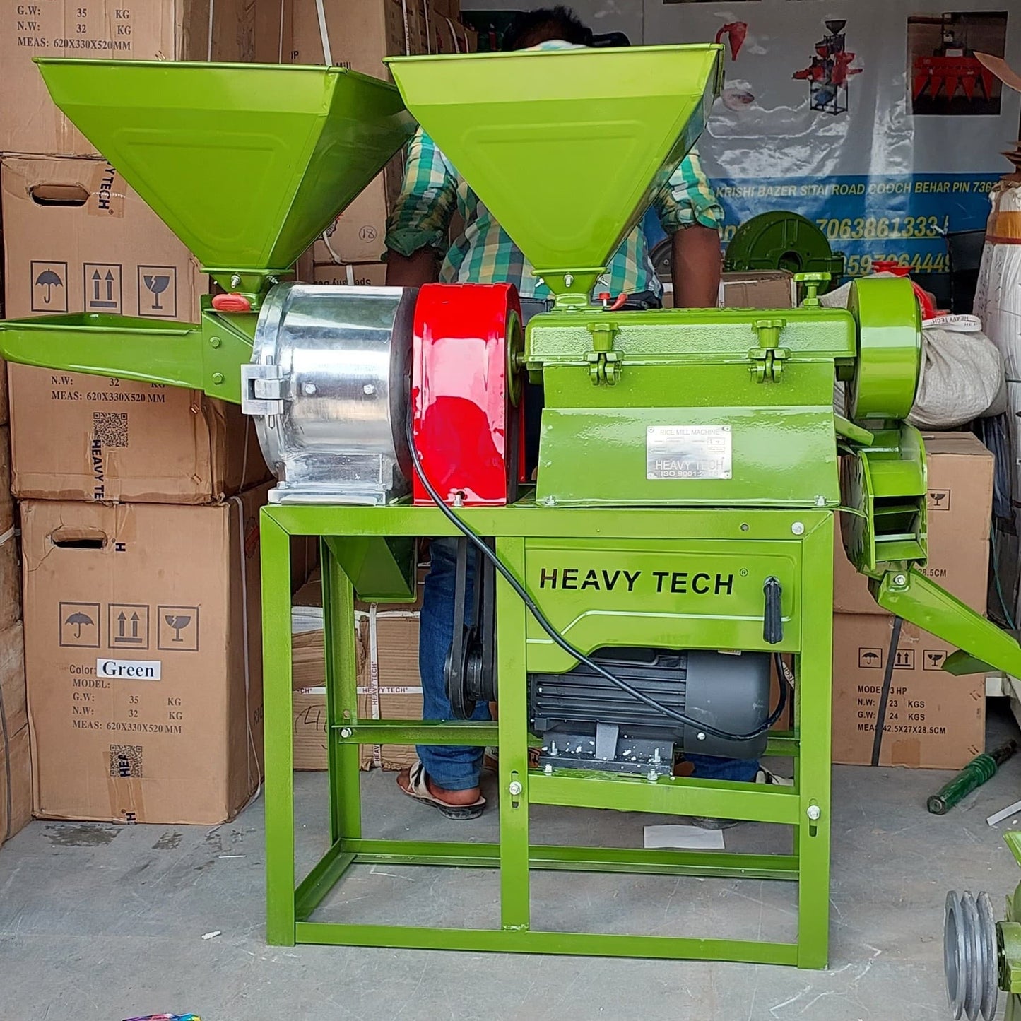 6w300 Mini 2 in 1 Rice Mill With Pulverizer Machine With 4.5 HP Motor