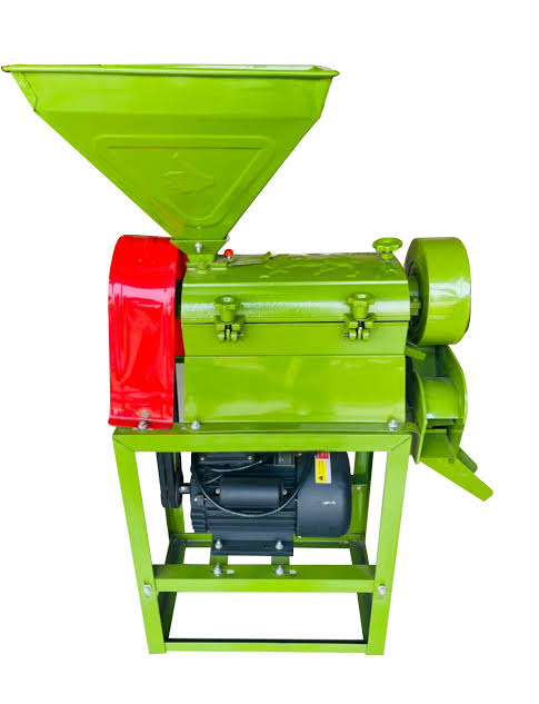 Mini rice mill heavy tech in vibrant green and red design, perfect for efficient rice processing.