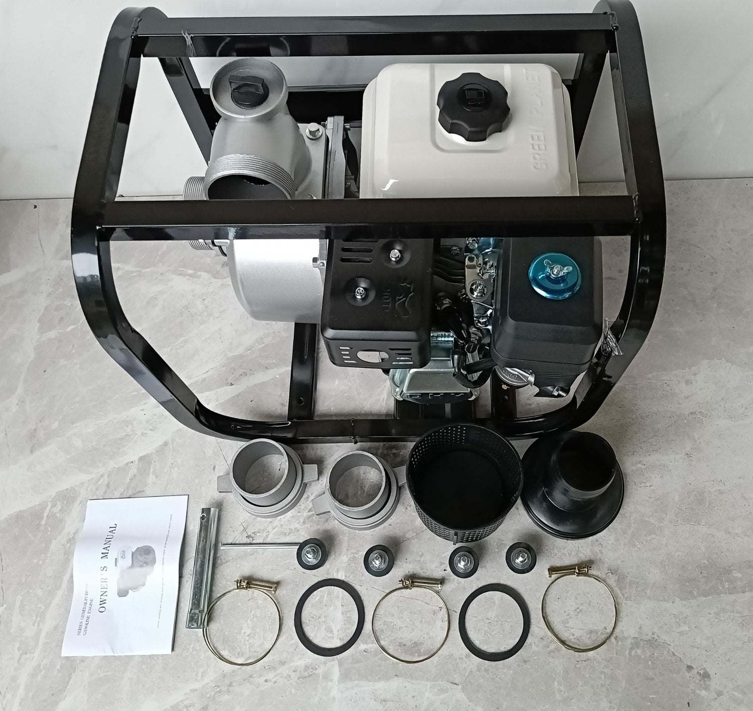 6.5 HP water pump petrol engine by Rare Machinery with accessories for effective water transfer