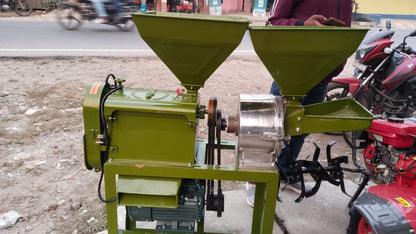 6w300 Mini 2 in 1 Rice Mill With Pulverizer Machine  With 4.5 HP Motor