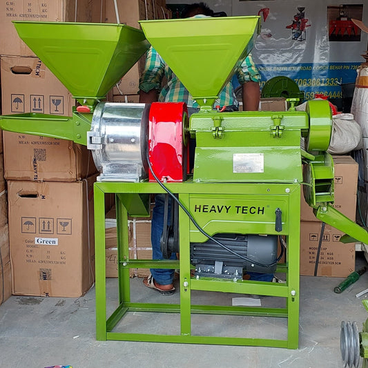 6w300 Mini 2 in 1 Rice Mill With Pulverizer Machine  With 4.5 HP Motor