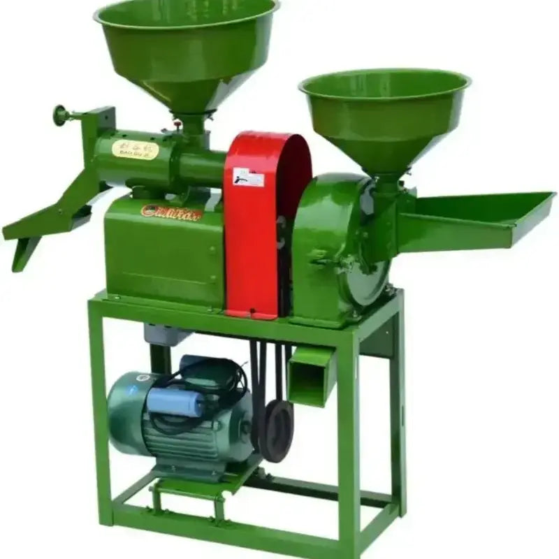 Rare Machinery Mini Combine Rice Mill 6N40 with dual hoppers and efficient motor for rice processing