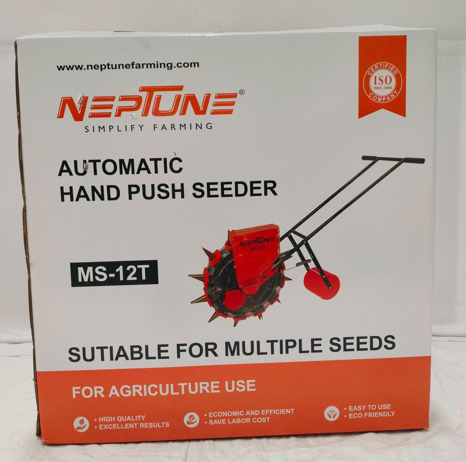 Neptune Automatic Hand Push Seeder MS-12T for Agriculture Use, a multi seed hand planter machine