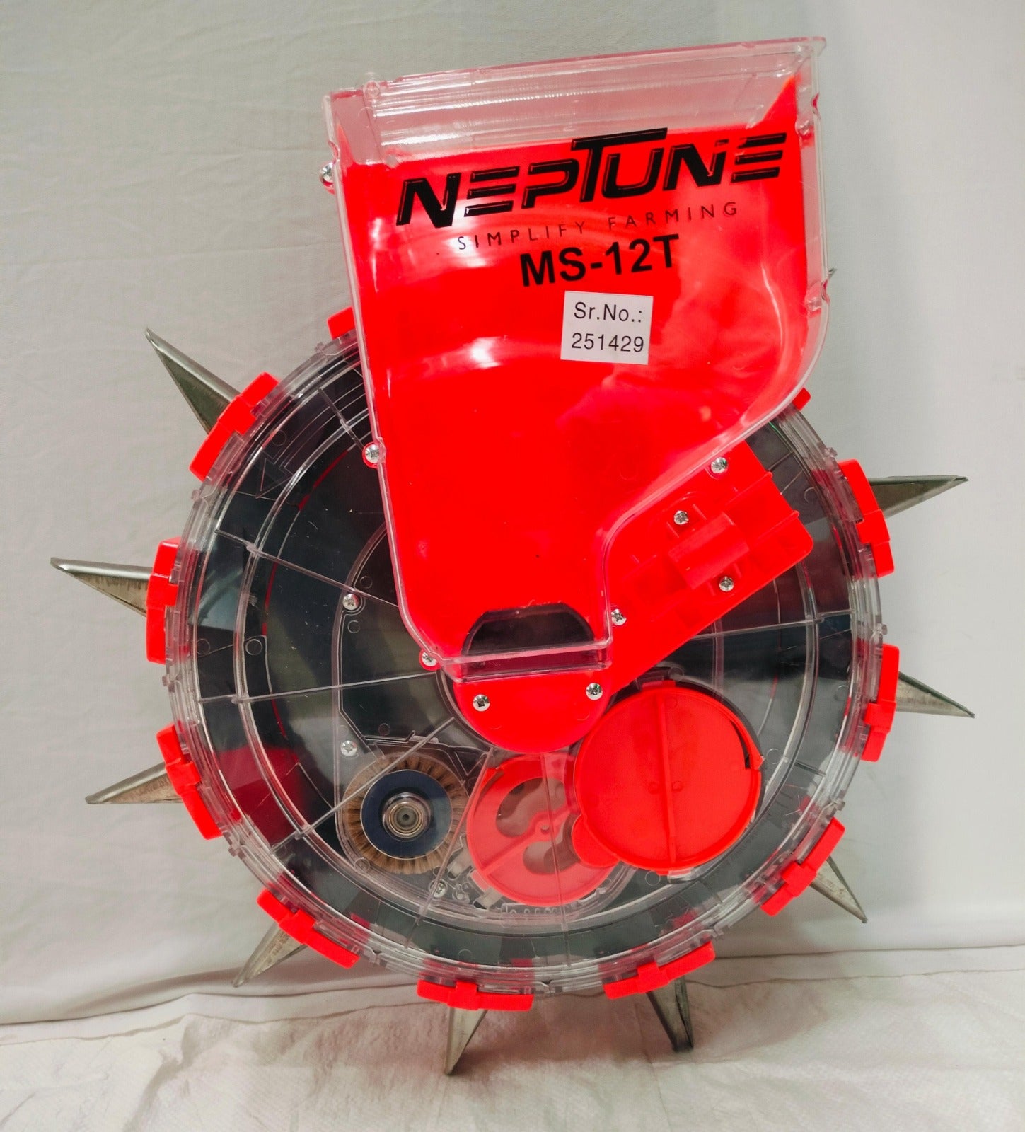Neptune MS-12T multi seed hand planter machine with red design and durable construction for efficient planting