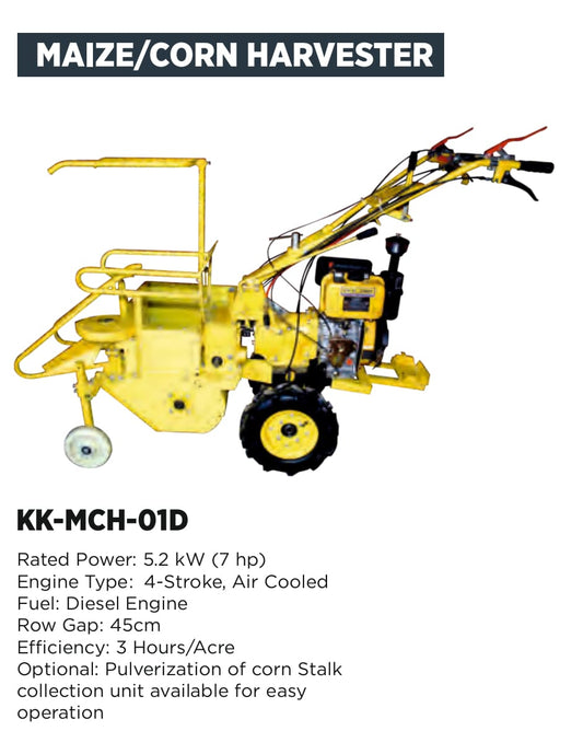 KisanKraft KK-MCH-01D 4-Stroke, Air cooled, Diesel Engine Maize/Corn Harvester